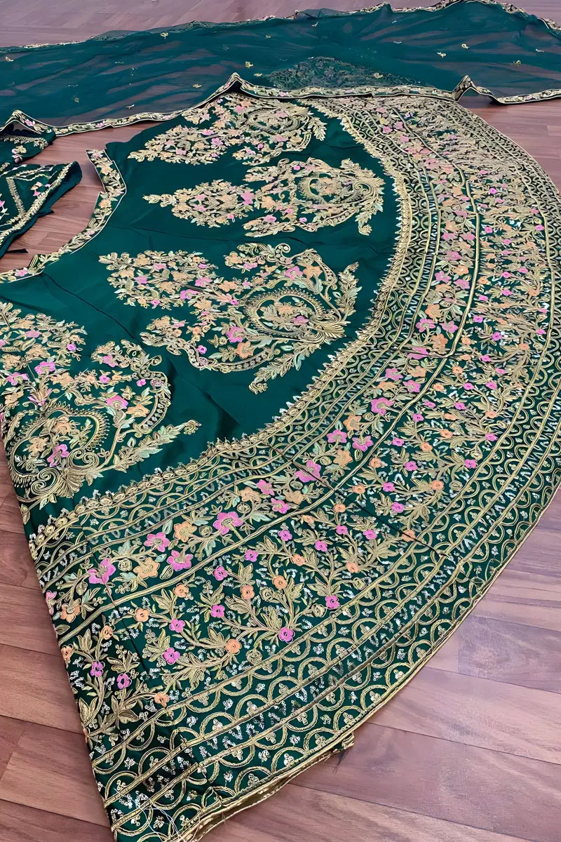 New Green Designer Bridal Lehenga Choli For Girls - Anaya Designer Studio