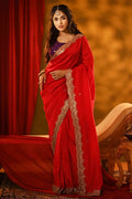 Bridal Red Saree For Karwa Chauth Online Shopping