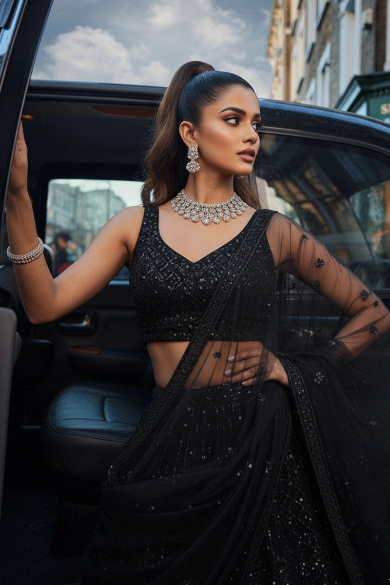 Black Sequins Lehenga Choli