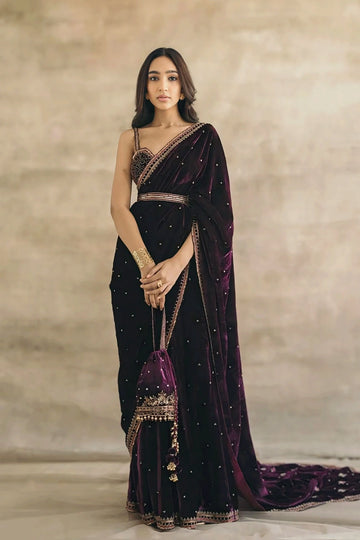 Bridesmaid velvet saree