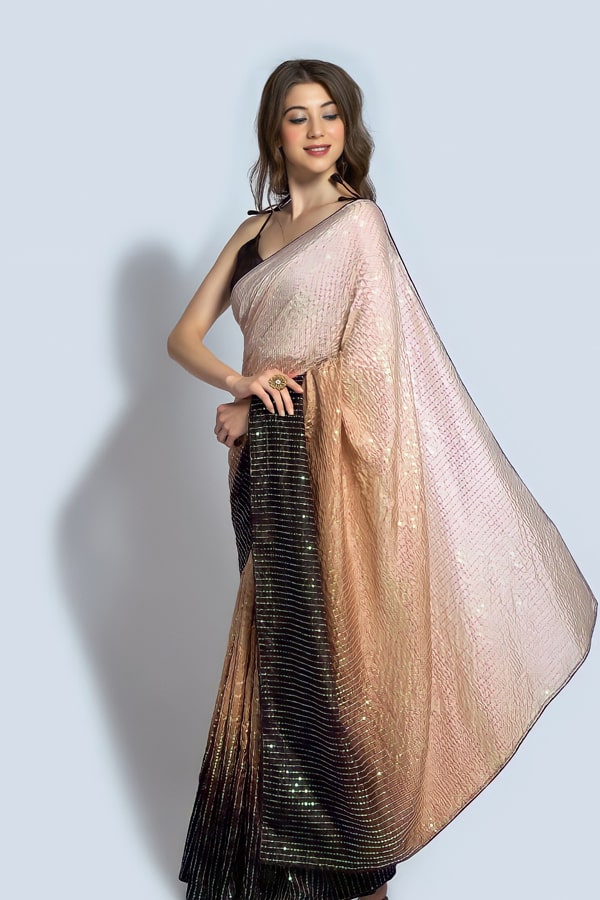 Brown Sequence Saree