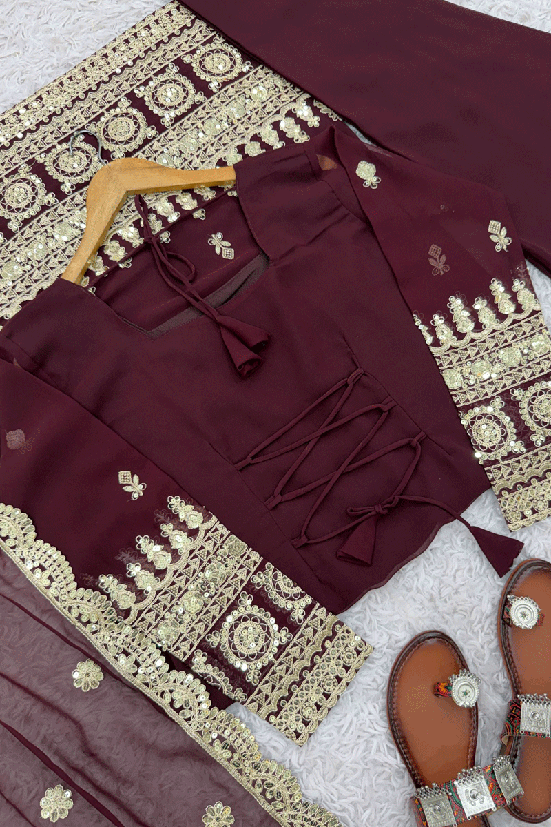 Brown Color Full Sleeves Outfit 