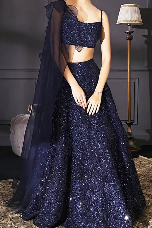 Stylish party wear lehenga for teenage girl 2021 Blue