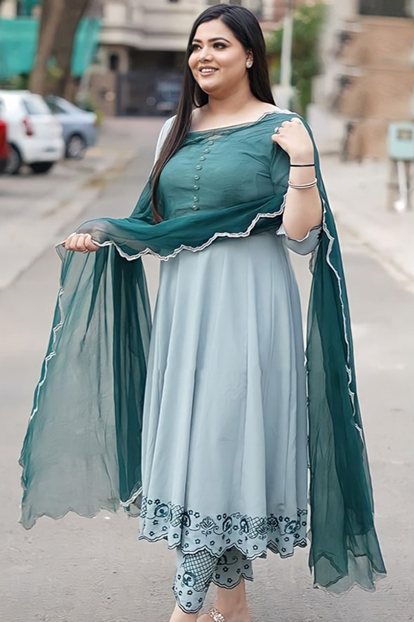 Casual simple anarkali dress for girls Pista 2021 - Anaya Designer Studio