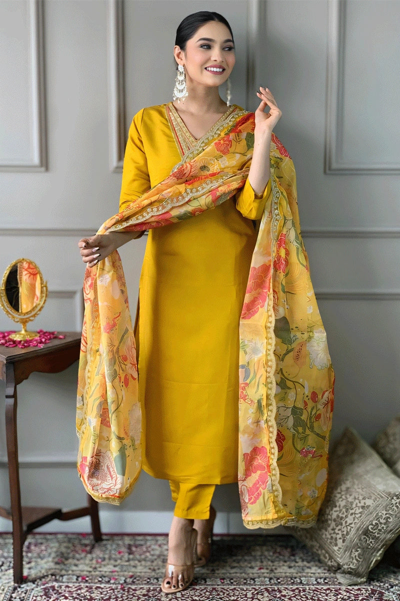 Chanderi Silk Haldi Kurtis