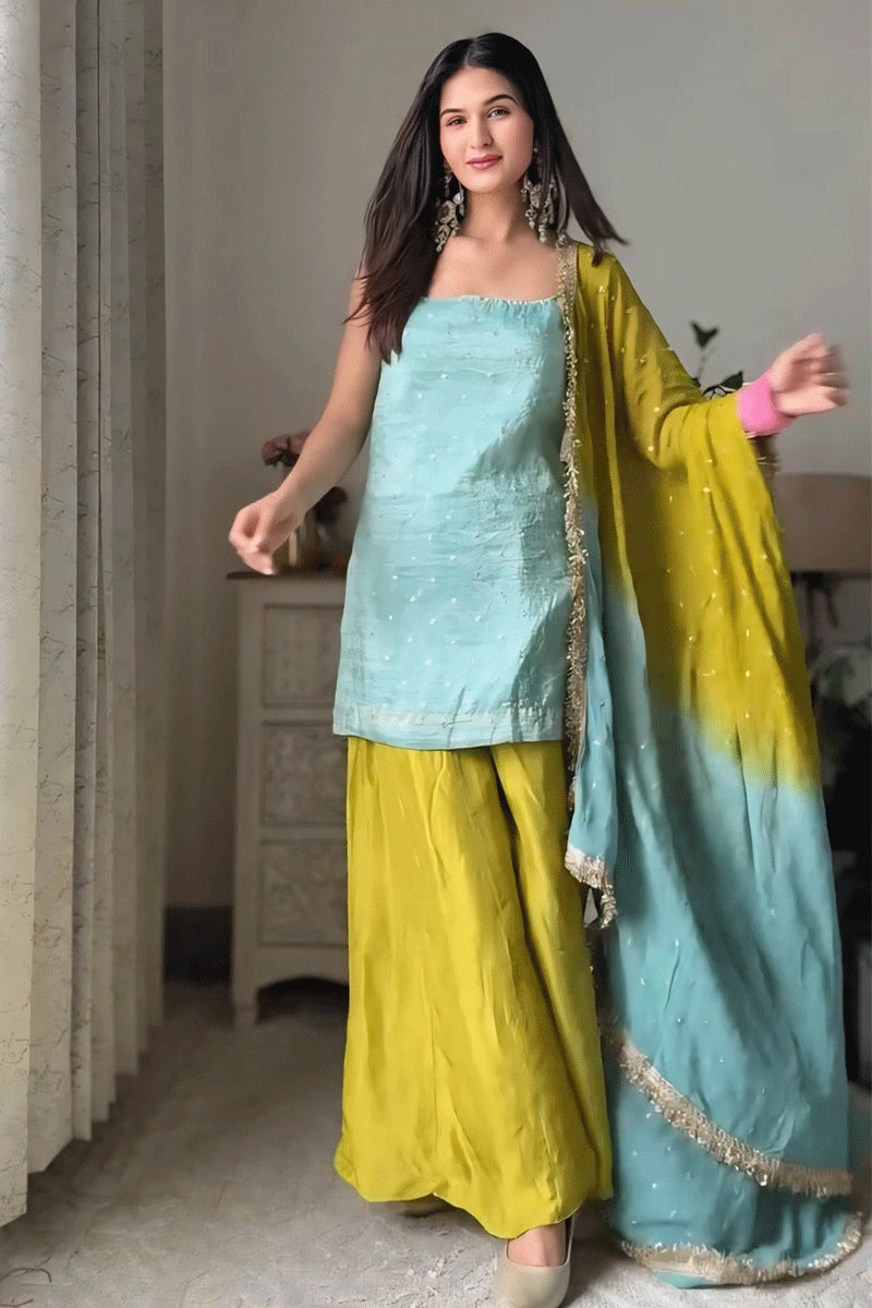 Chinon Silk Plazo Dress 