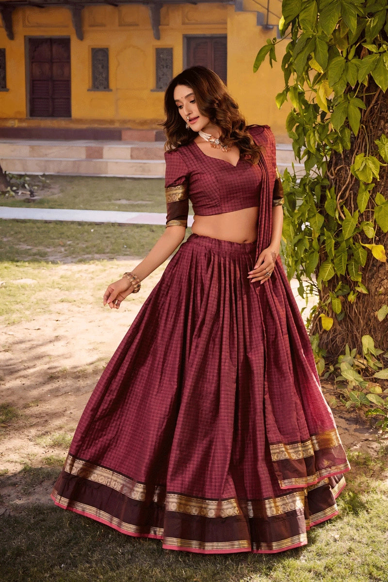 Telugu style half lehenga saree