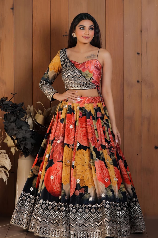 Crop Top Lehenga With Jacket For Women