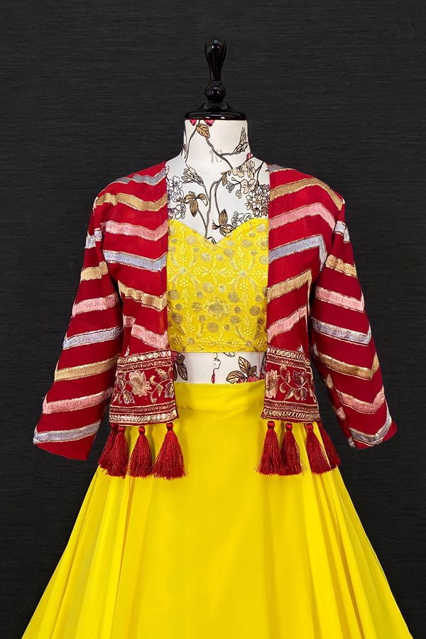 Latest Party Wear Crop Top Lehenga With Jacket For Wedding 2022 - Anaya Designer Studio