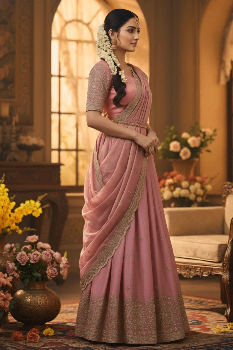 Cultural half saree look