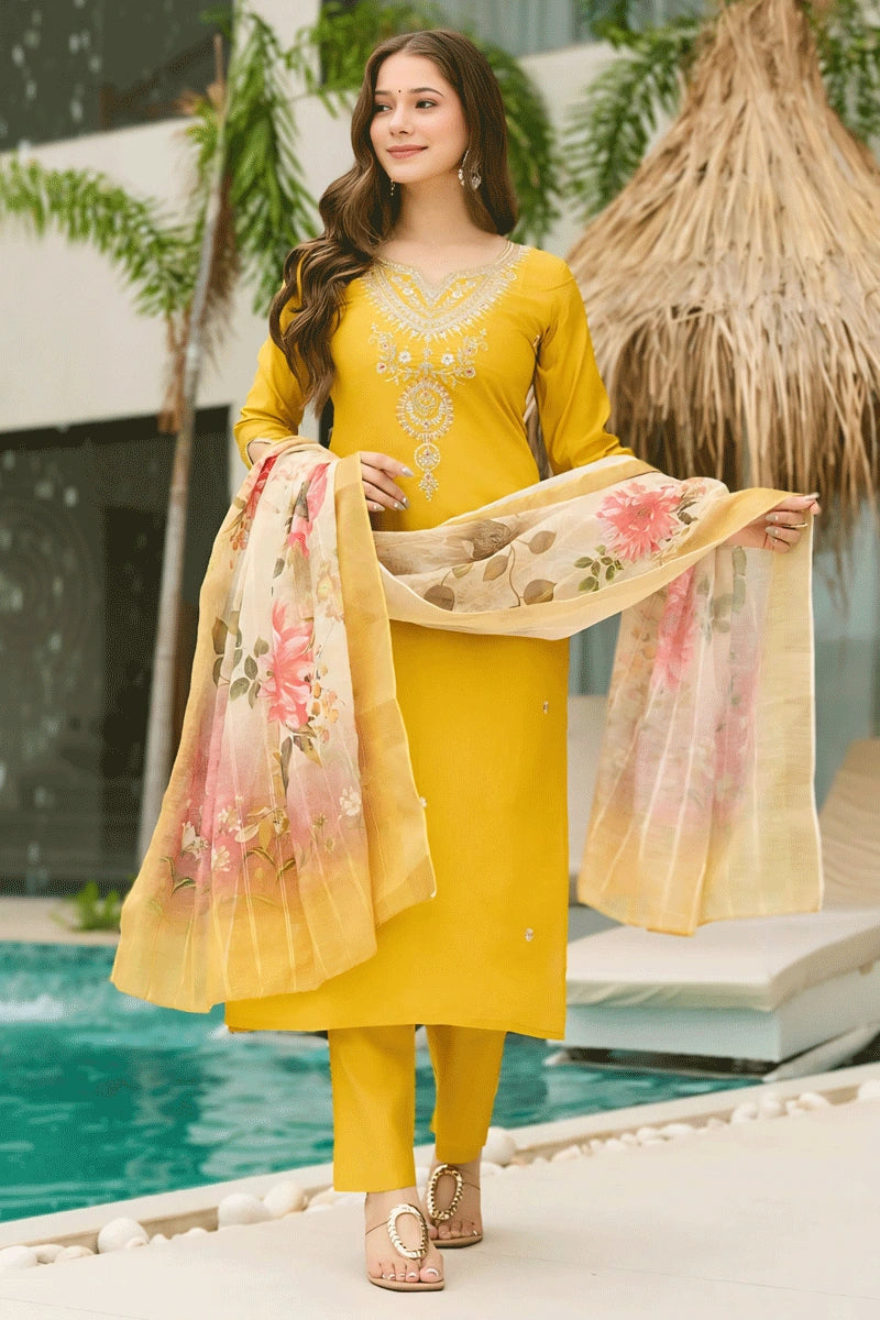 Yellow straight kurti