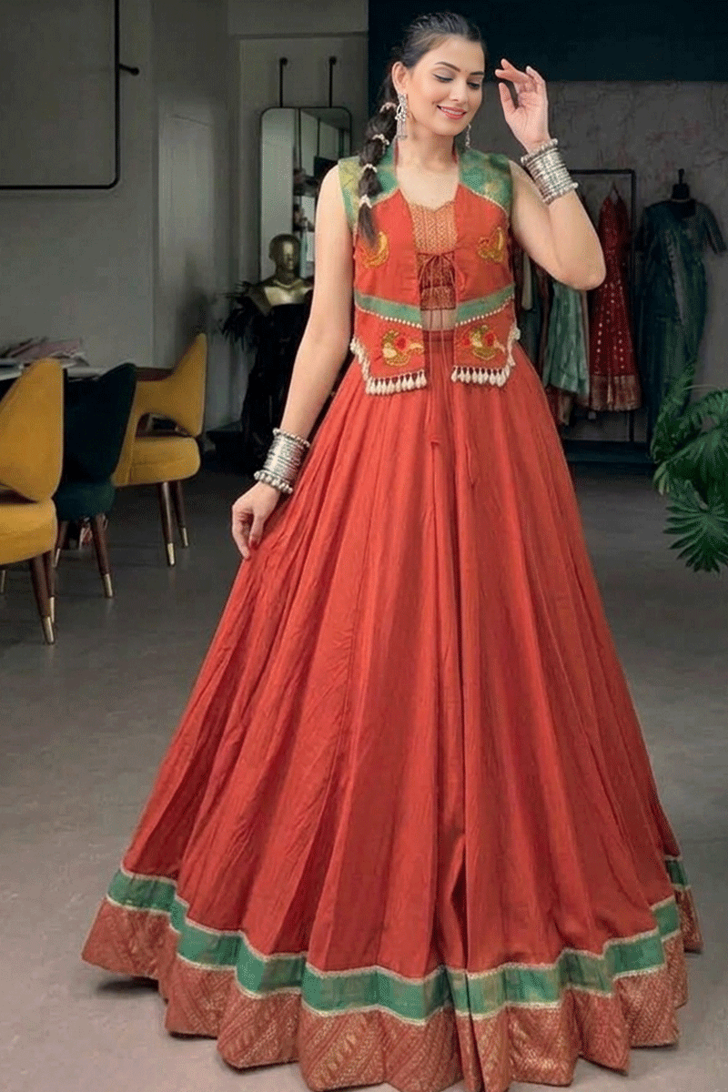 Dandiya Night Rust Lehenga Choli