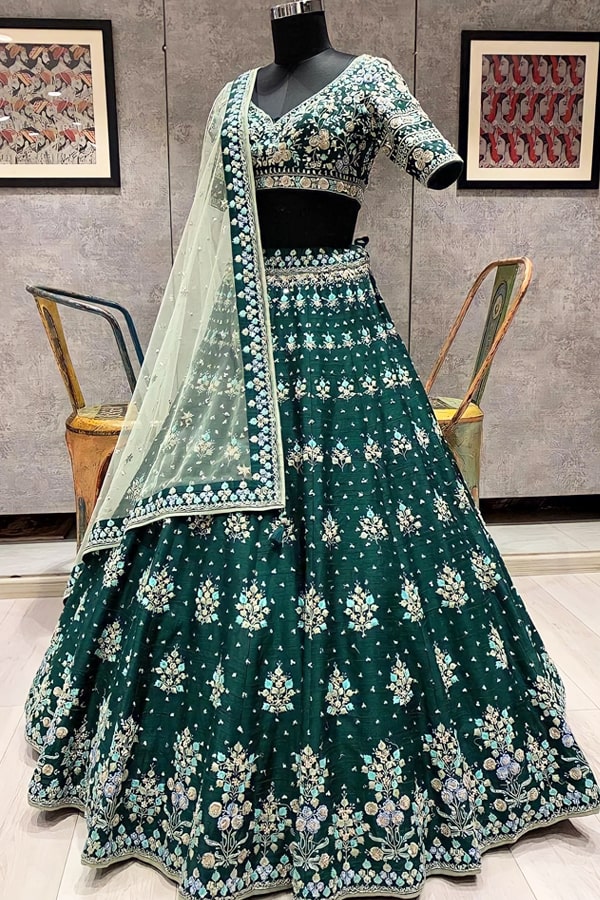 Dark green wedding wear lehenga choli 2021 - Anaya Designer Studio