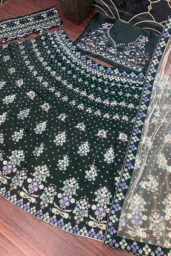 Dark green wedding wear lehenga choli 2021 - Anaya Designer Studio