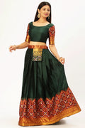 Dark Green Half Saree For Girls