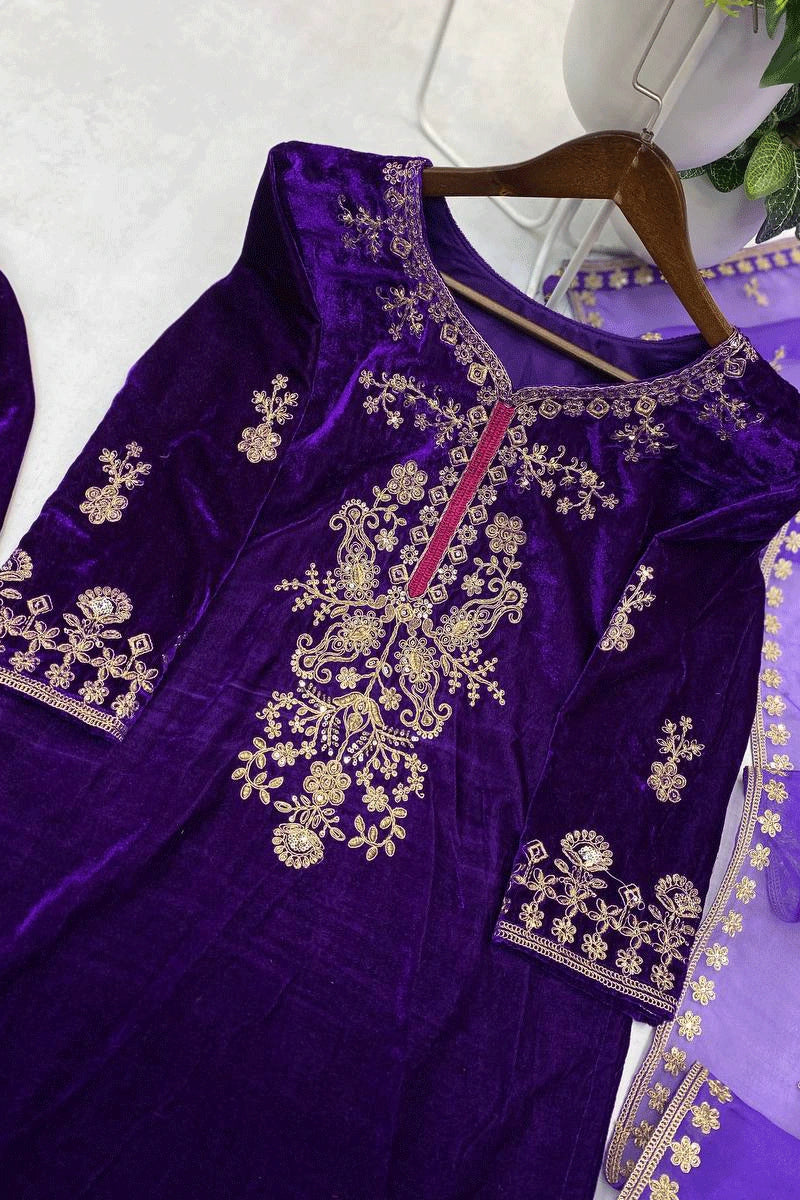 Dark Purple Color Plazzo Set 