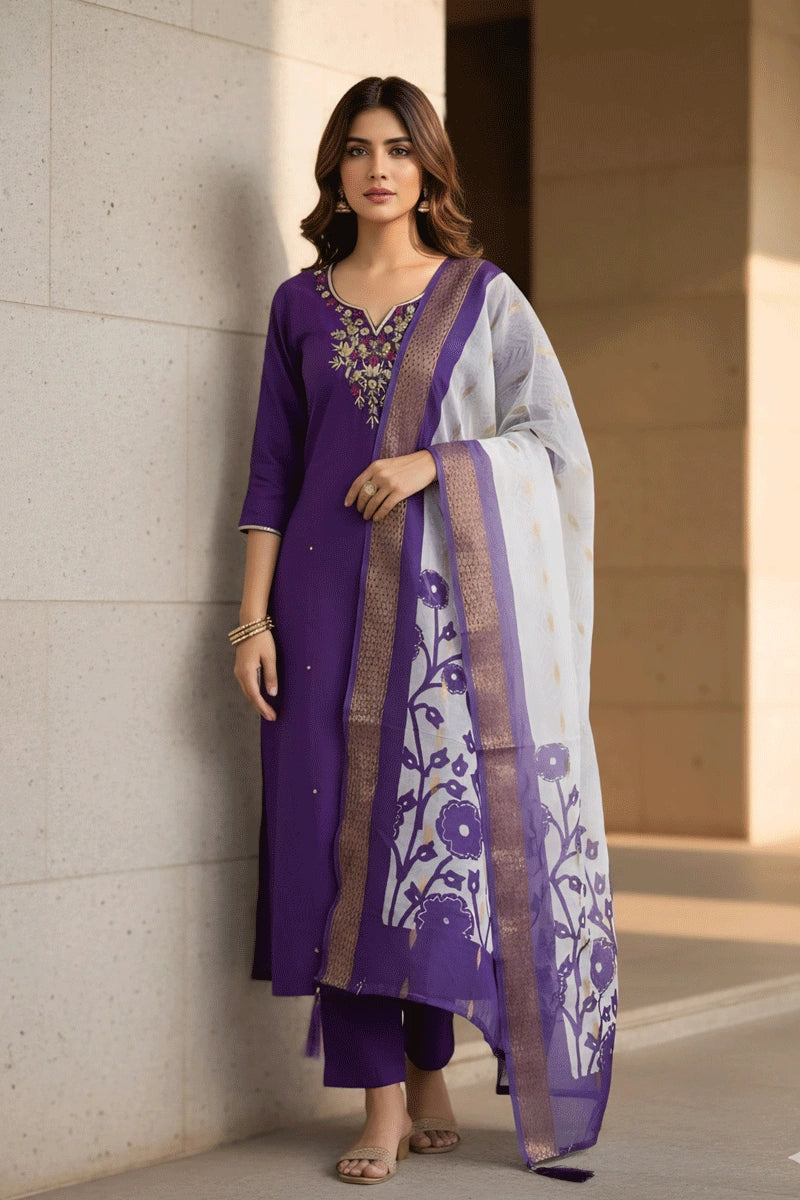 Dark Purple Kurti Set