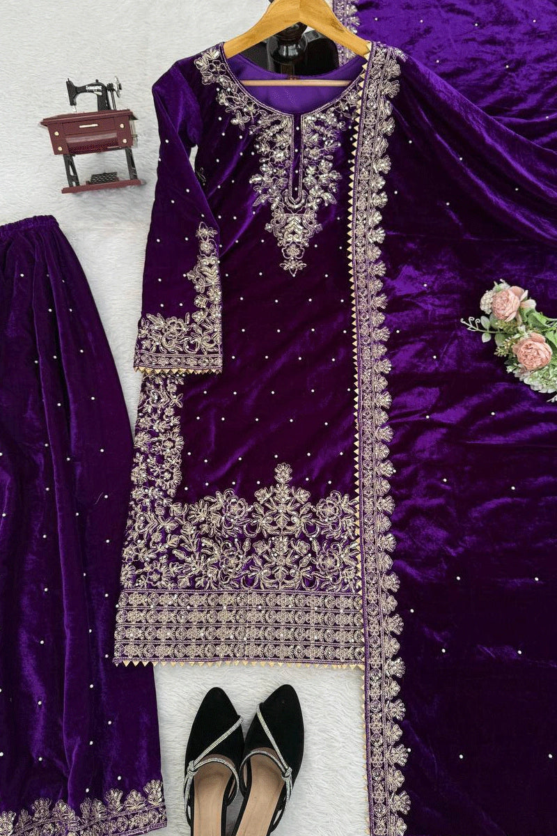 Dark Purple Plazo Set 