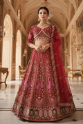 Dark red bridal lehenga