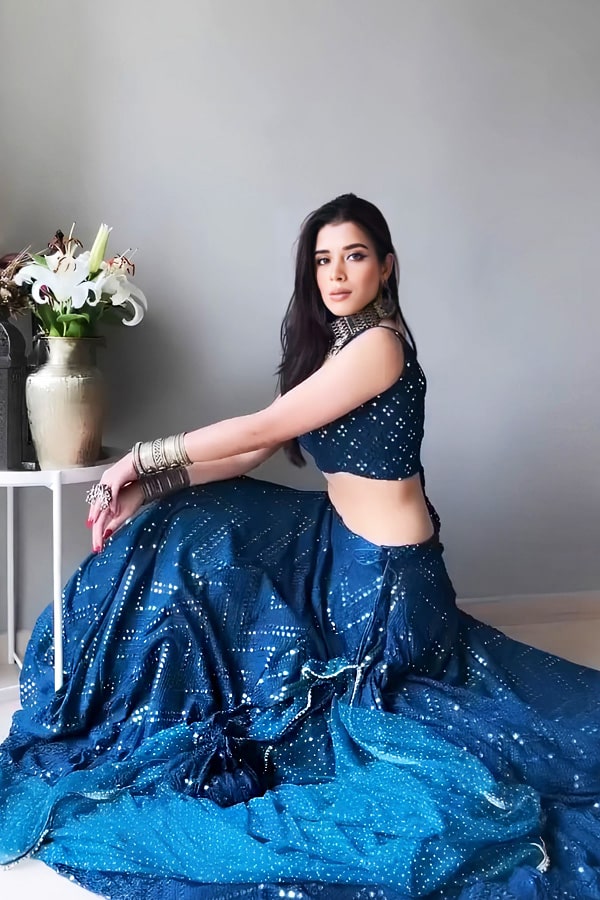 Designer Crop Top With Embroidered Lehenga For Women - Anaya Designer Studio