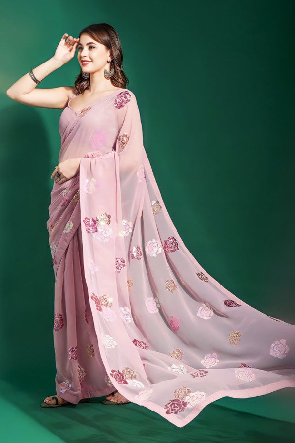 Designer Georgette Sequence Work Saree For Girls - Anaya Designer Studio