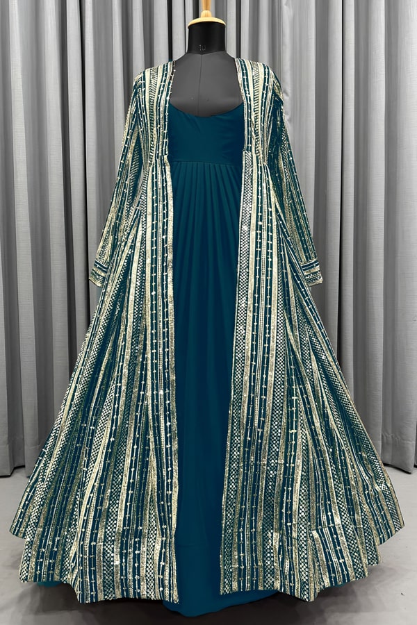 Designer Long Shrug Dress For Girls