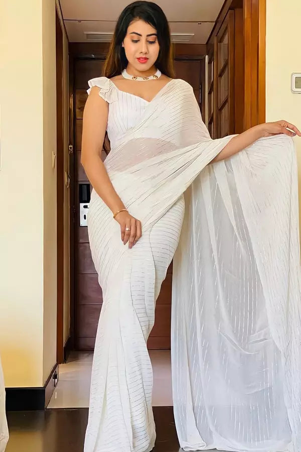 Designer Chiffon Saree With Zari Work 2022 - Anaya Designer Studio