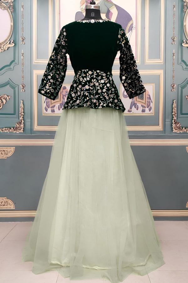 Latest Designer Peplum Top With Skirt For Girls