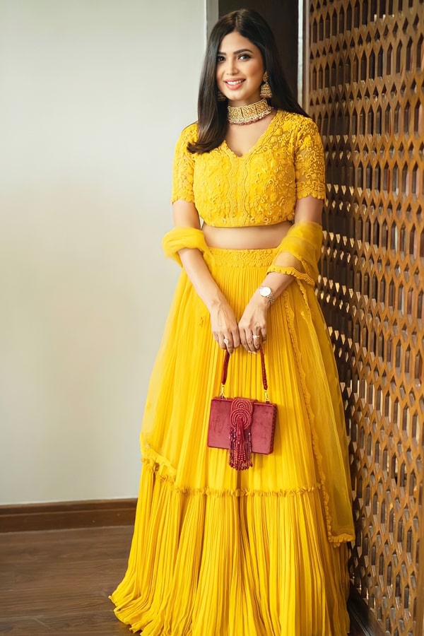 Designer Yellow Ruffle Lehenga Choli With Price 2022 - Anaya Designer Studio