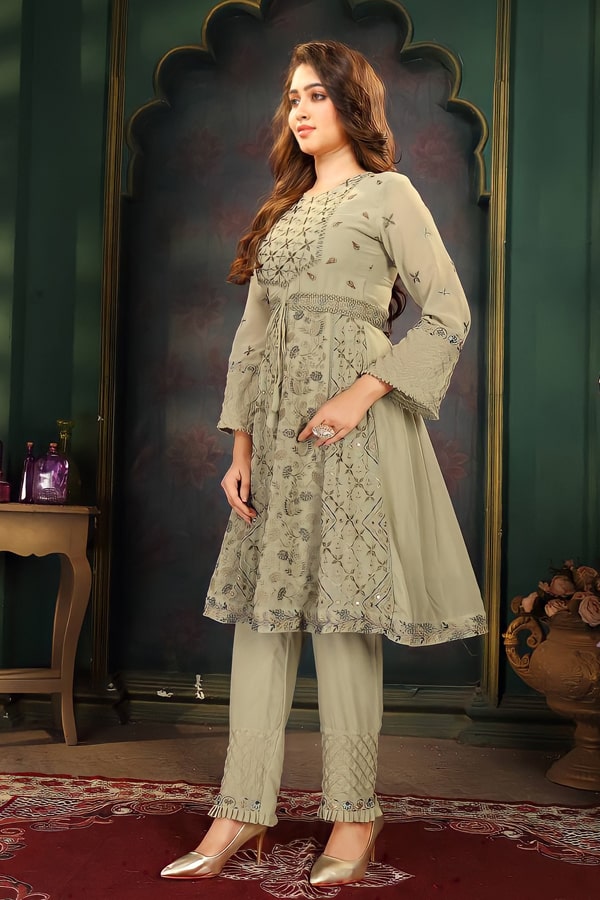 Designer Salwar Suit With Short Kurti