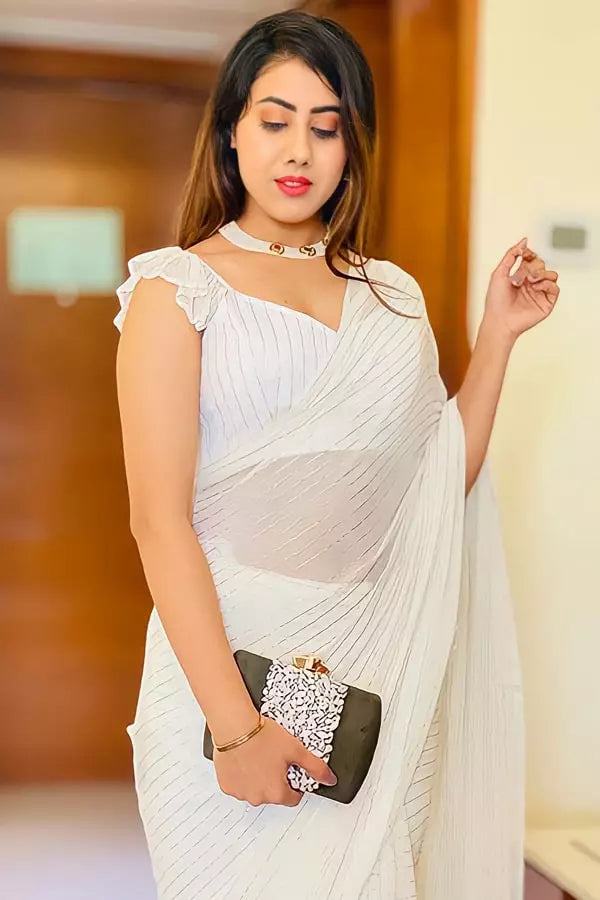 Designer Chiffon Saree With Zari Work 2022 - Anaya Designer Studio