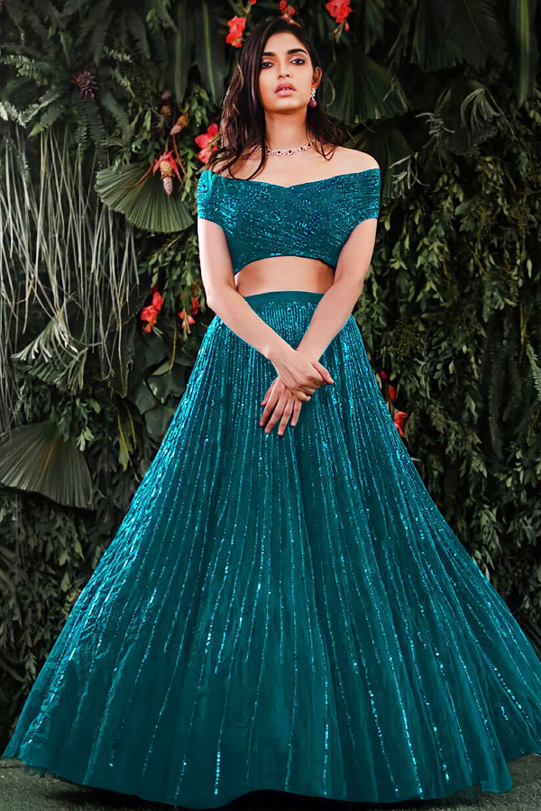 Designer Sequin Crop Top Skirt Party Wear For Wedding - Anaya Designer Studio