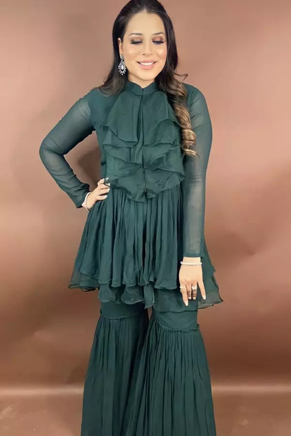 Designer Peplum Sharara Suit Set For Wedding 2022 - Anaya Designer Studio