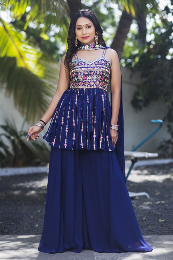 Designer Sharara Suit Short Kurti Style For Girls