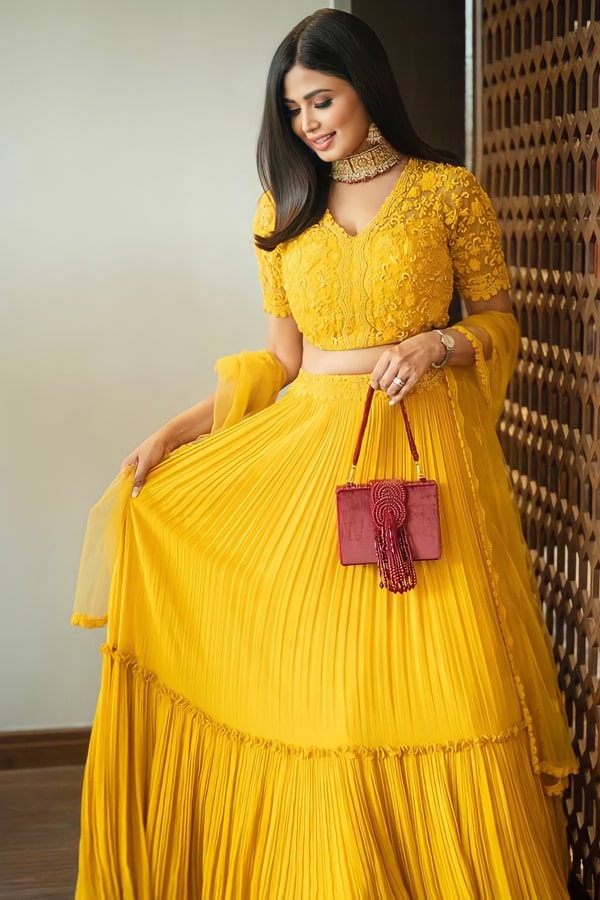 Designer Yellow Ruffle Lehenga Choli With Price 2022 - Anaya Designer Studio
