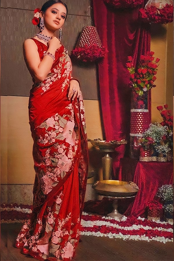 Designer sarees for wedding with price Red - Anaya Designer Studio