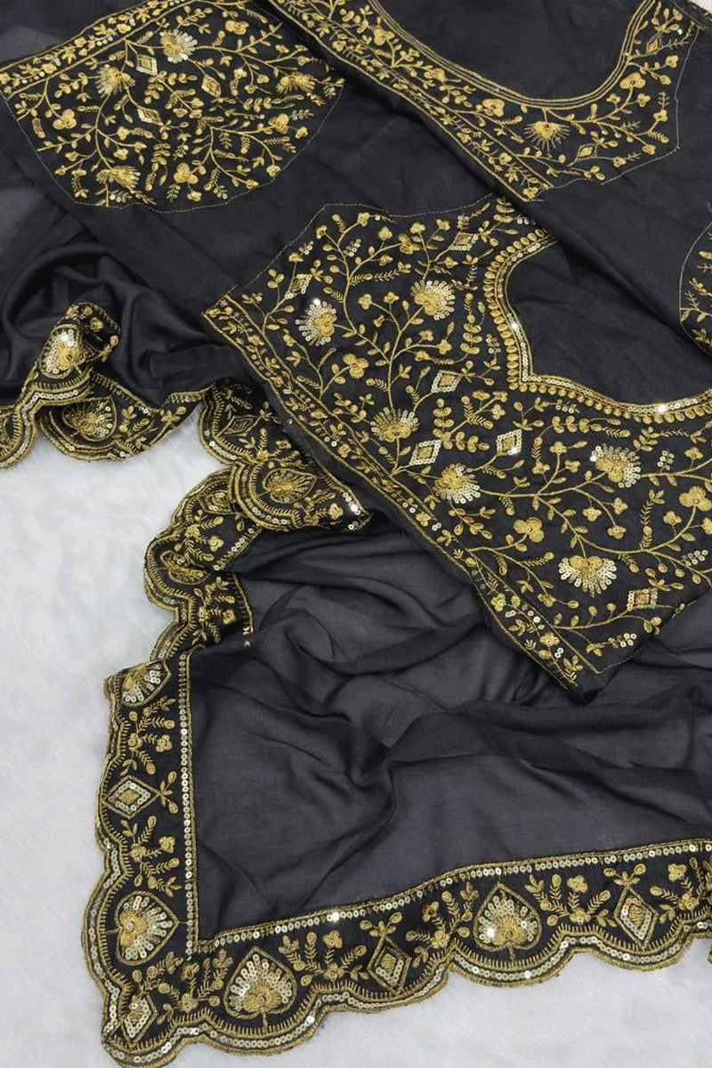 Designer Black Saree in Vidya Balan Style