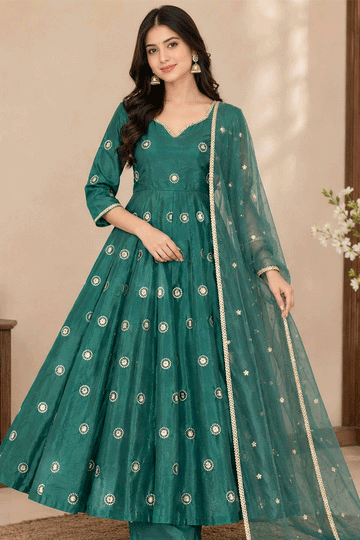 Designer Diwali Embroidery Work Anarkali Suit