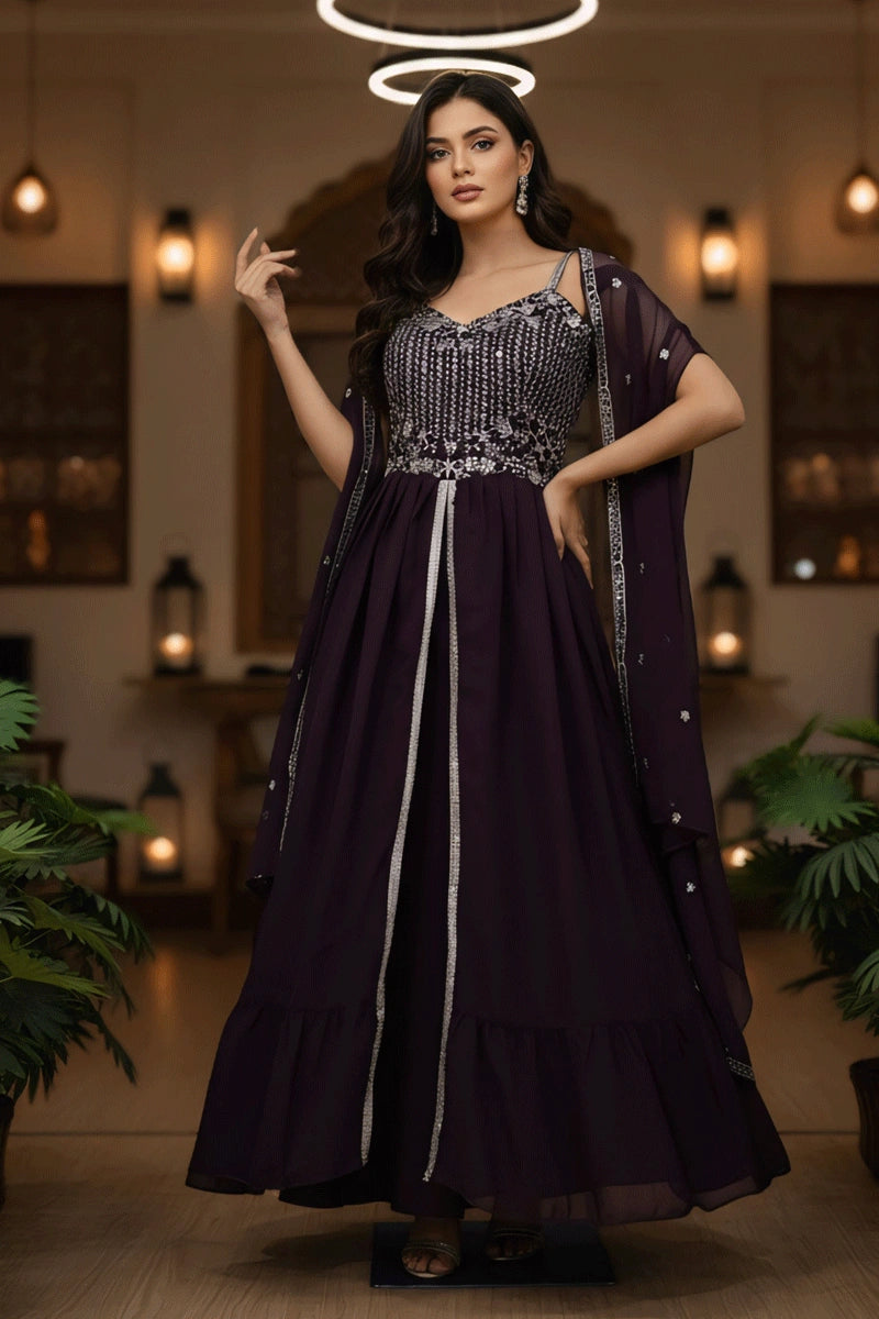 Designer Embroidery Work Indo-Western for Sangeet