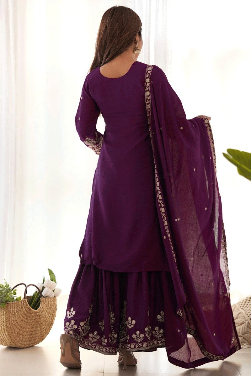 Designer Kediya Kurta With Sharara Set For Eid Celebration