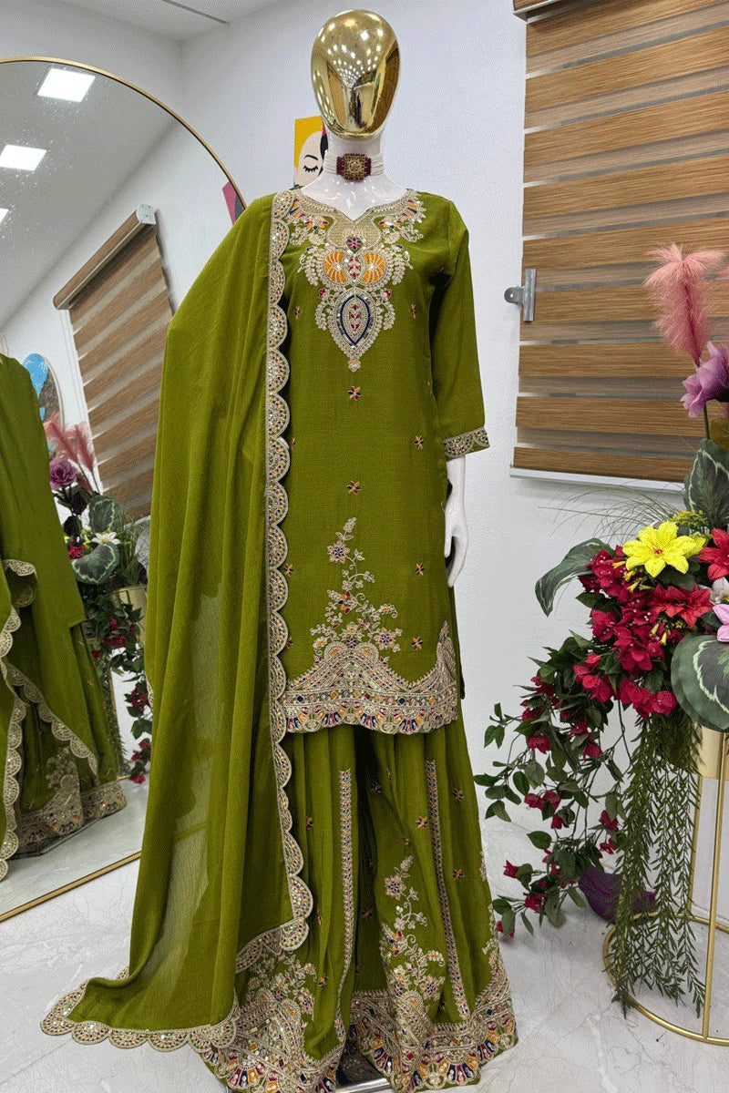 Embroidered Sharara Suit