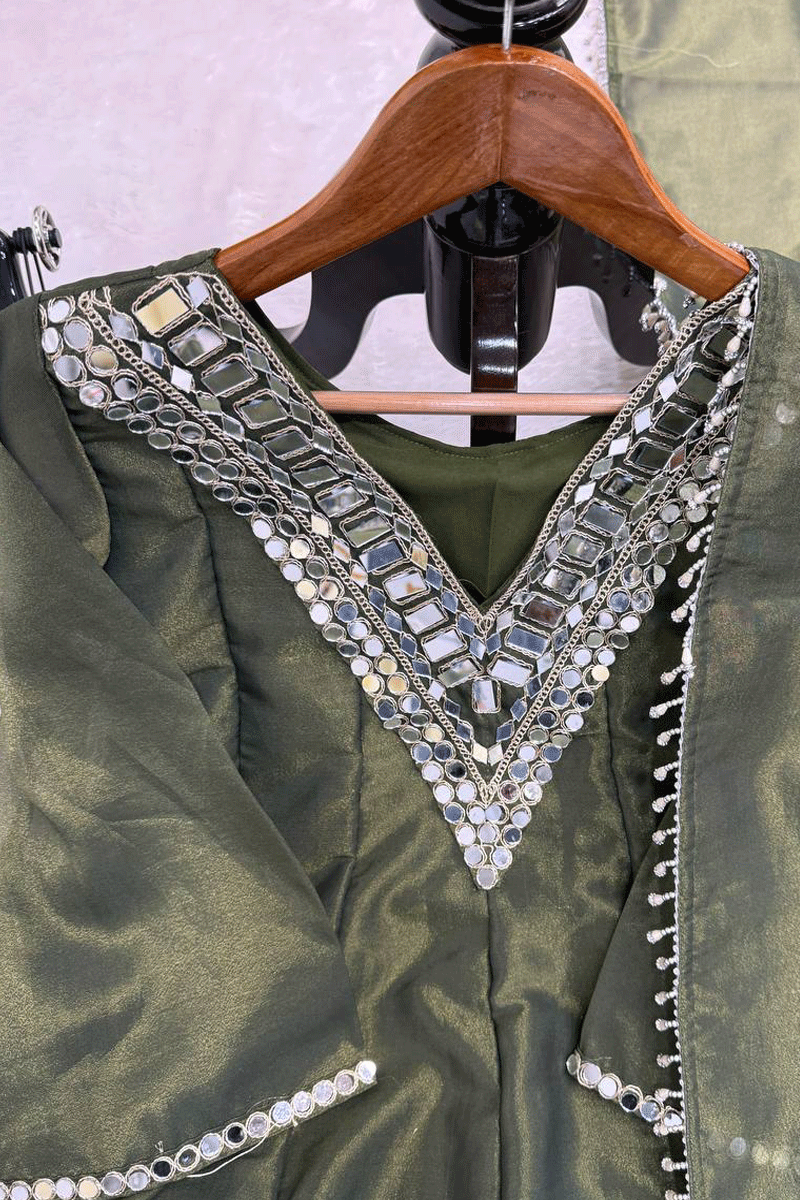 Designer Mirror Work Sharara Suit for Mehndi