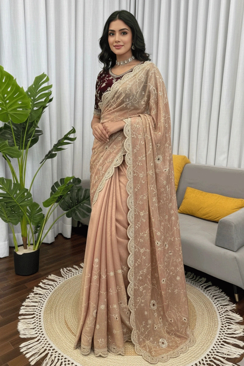 Designer Peach Saree