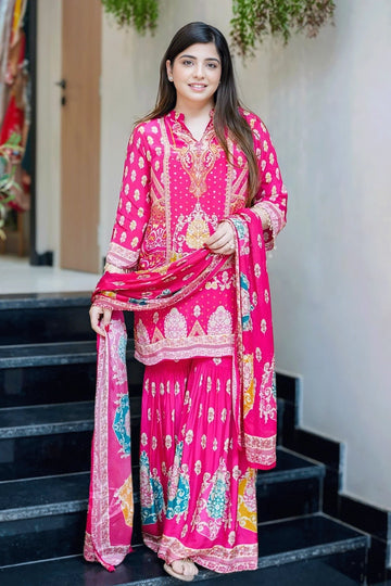 Designer Pink Sharara Suit 