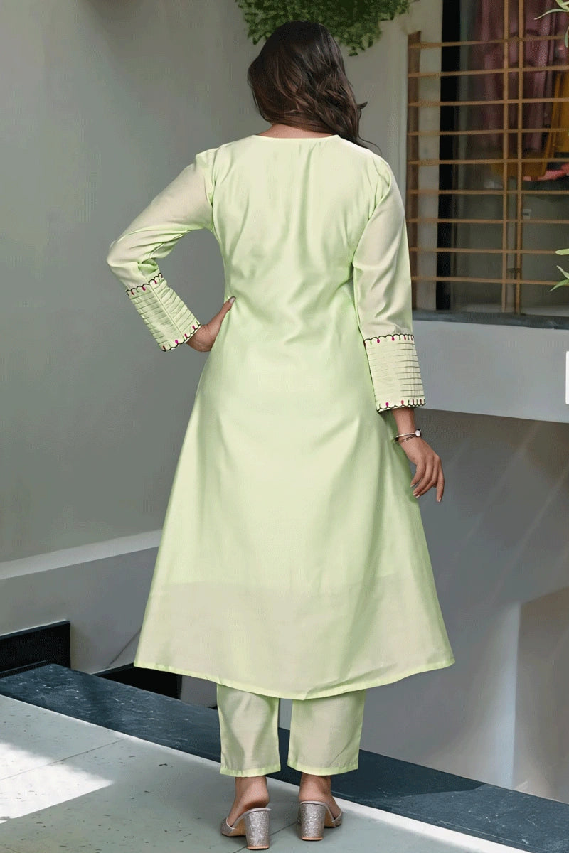 Designer Pista Green Anarkali Suit