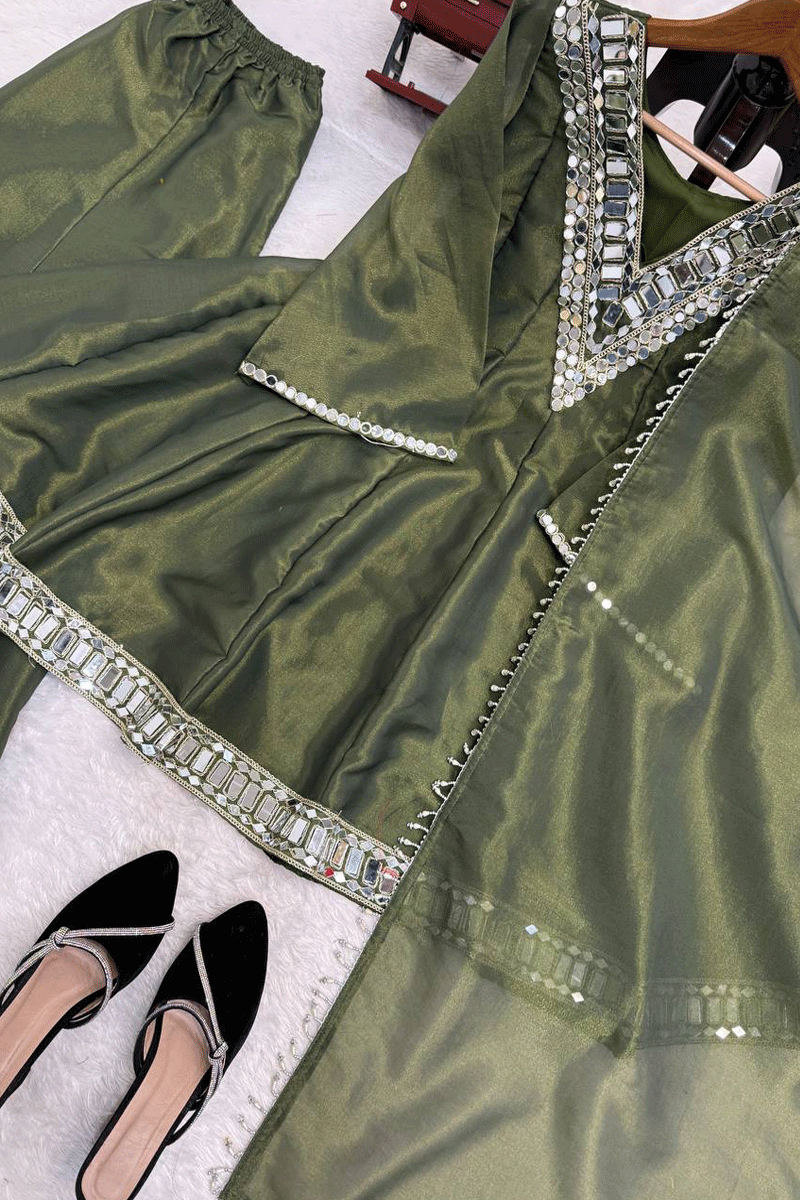 Designer Real Mirror Embellished Sharara for Mehndi