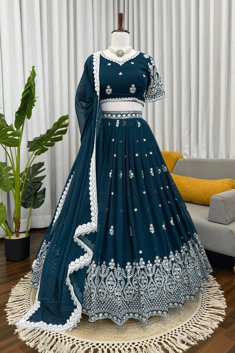 Designer Teal Lehenga for Sangeet Function