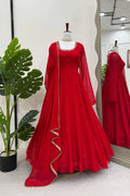 Designer red Anarkali gown