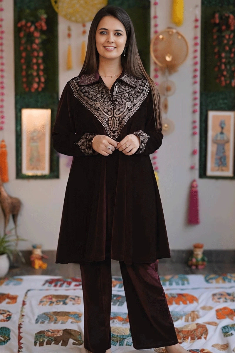 Designer velvet kurta set
