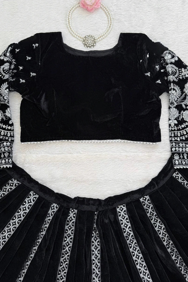 Designer velvet lehenga